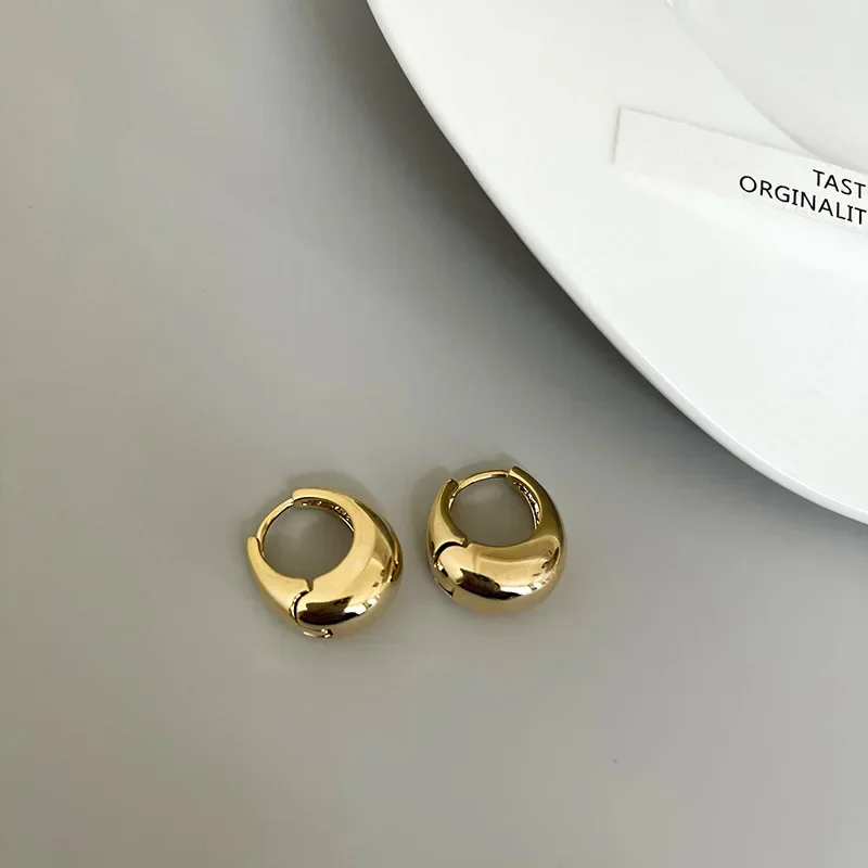 Pendientes de aro gruesos de Metal liso de acero inoxidable para mujeres y niñas, aros redondos a la , pendientes llamativos, joyería Punk