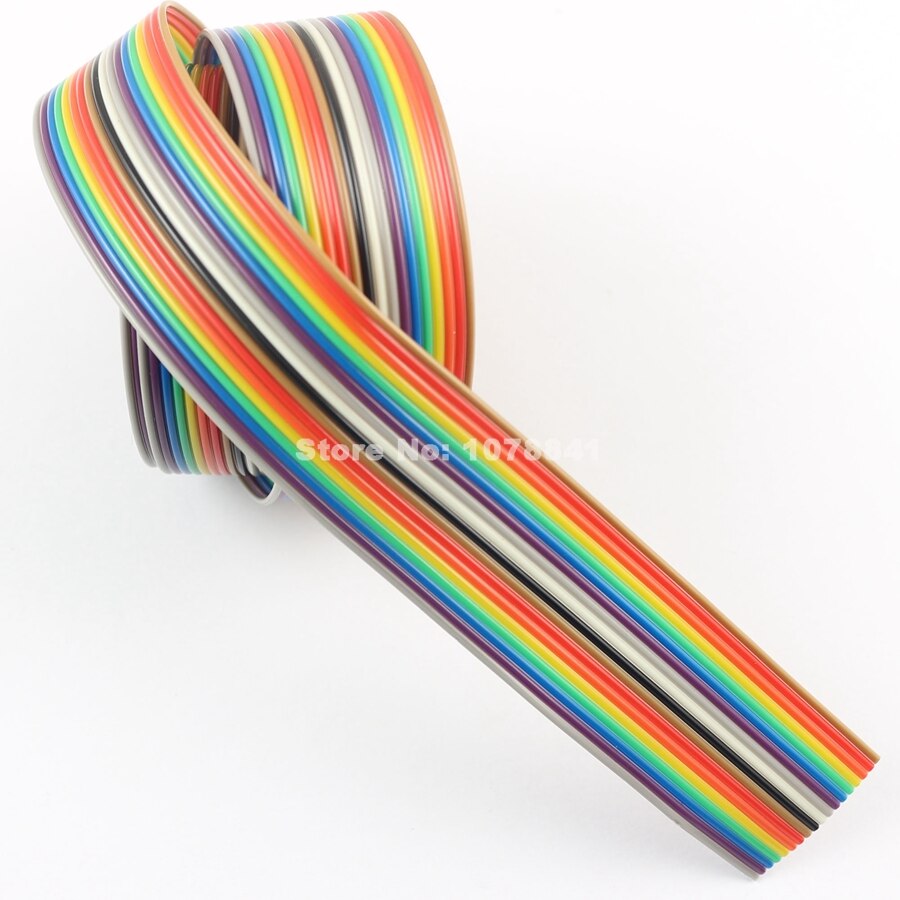 2M Meter / 6.6FT 1.27Mm Pitch 18 Manier Draad Dirigent Regenboog Kleur Idc Bandkabel Voor 2.54mm Fc Connector