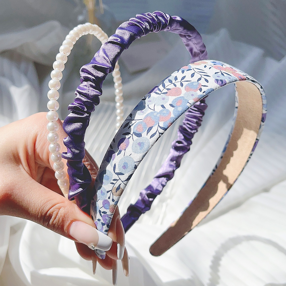 3 unids/set mujer bandas para el cabello de tela tocado diadema de perlas diadema para niñas aro para el cabello accesorios para el cabello femenino