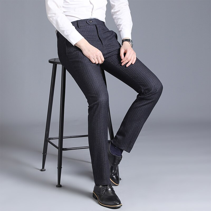 Hommes Slim Fit costume Pantalon formel mariage affaires Pantalon droit homme Pantalon gris bureau robe Pantalon hommes Pantalon Hombre 29-38