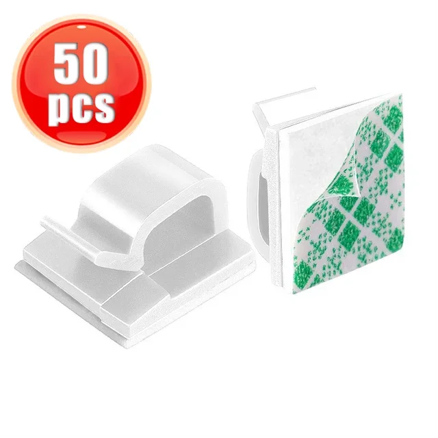 50 SZT. Klipsów do kabli do kamery samochodowej, organizer kabli na deskę rozdzielczą, uchwyt na kabel ładowarki samochodowej, organizer kabli USB: Black