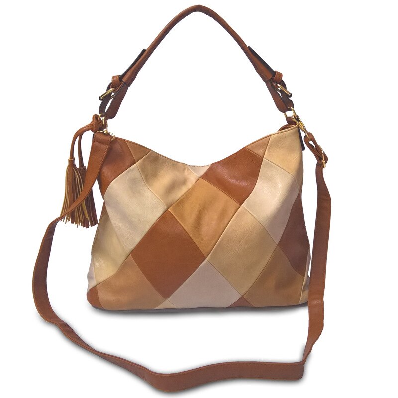 Bolso de hombro para mujer, , , informal, de lujo , con costuras, de piel sintética suave, bolsos cruzados, bolso femenino con asa superior: khaki