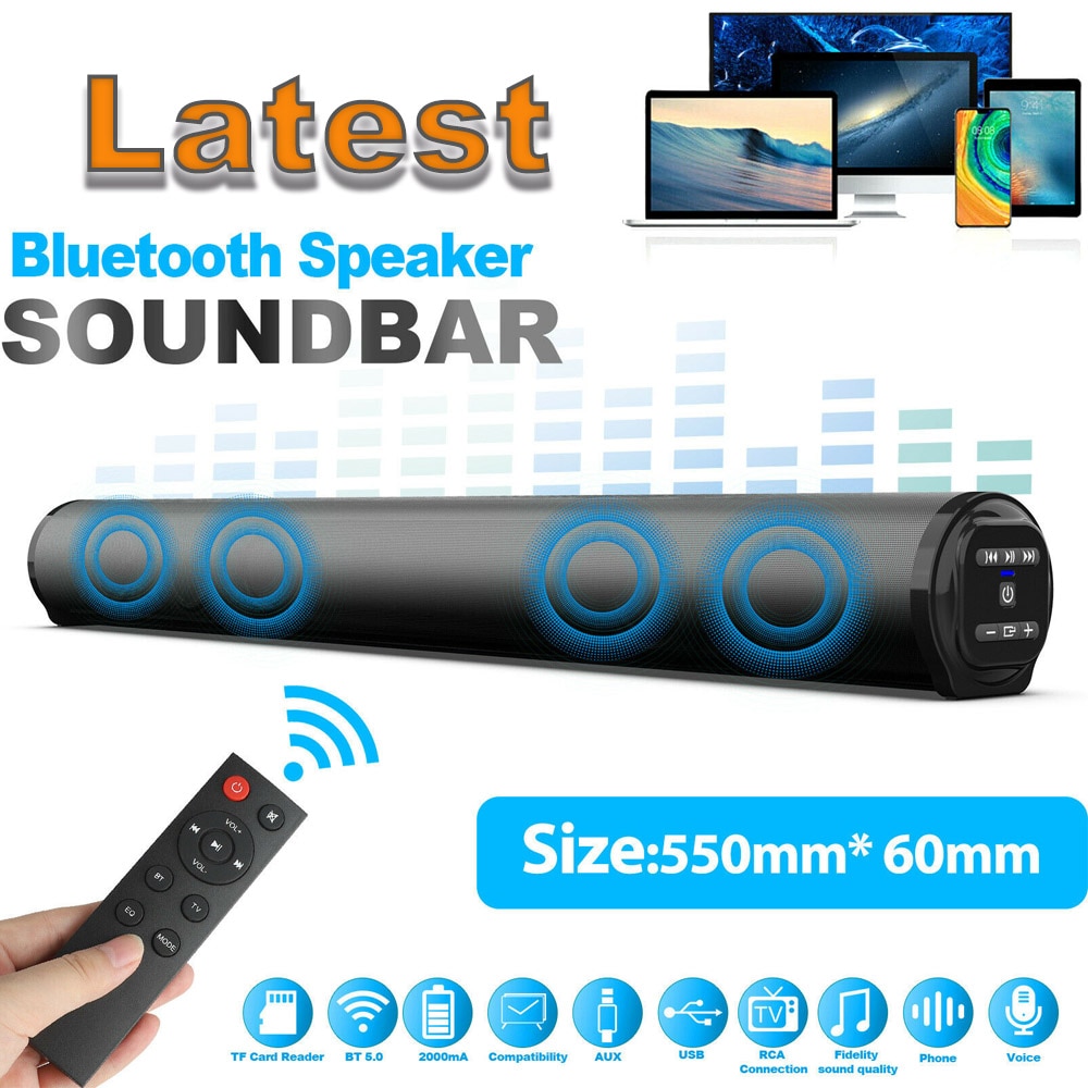 Powerful Portable TV Sound Bar Speakers Wired &amp; Wireless Bluetooth Home Surround Soundbar for PC Outdoor Speaker+Remote
