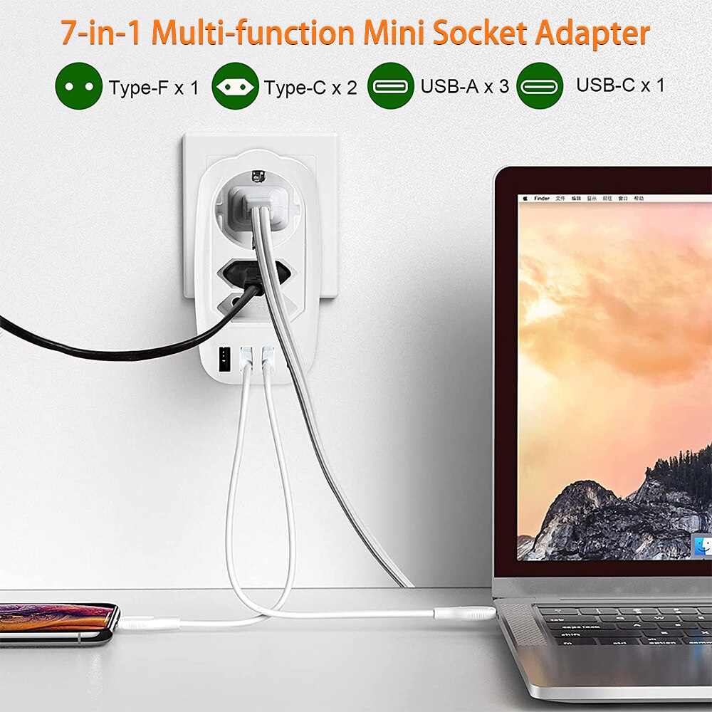JSVER Reisadapter UK-adapter, Engelse Stekkeradapter met 4 USB-poorten JSVER Reisadapter UK-adapter, Engelse Stekkeradapter met 4 USB-poorten