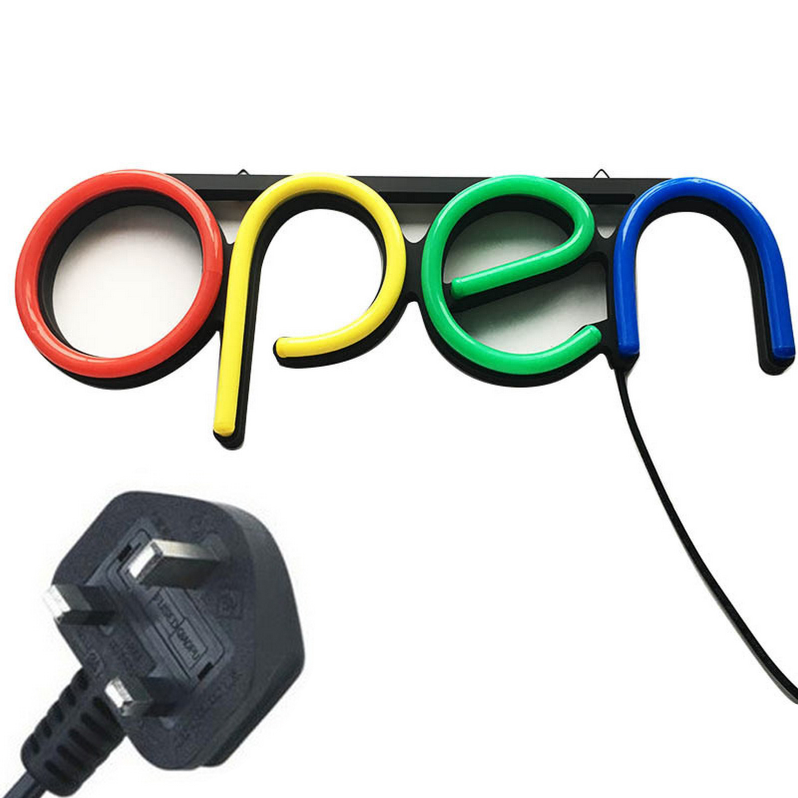 Store Window Displaying Ultra Bright Hanging Chain Restaurant Door Bar Visual Sign Lamp Artwork Decorative Neon Light Led Open: colorful UK Plug