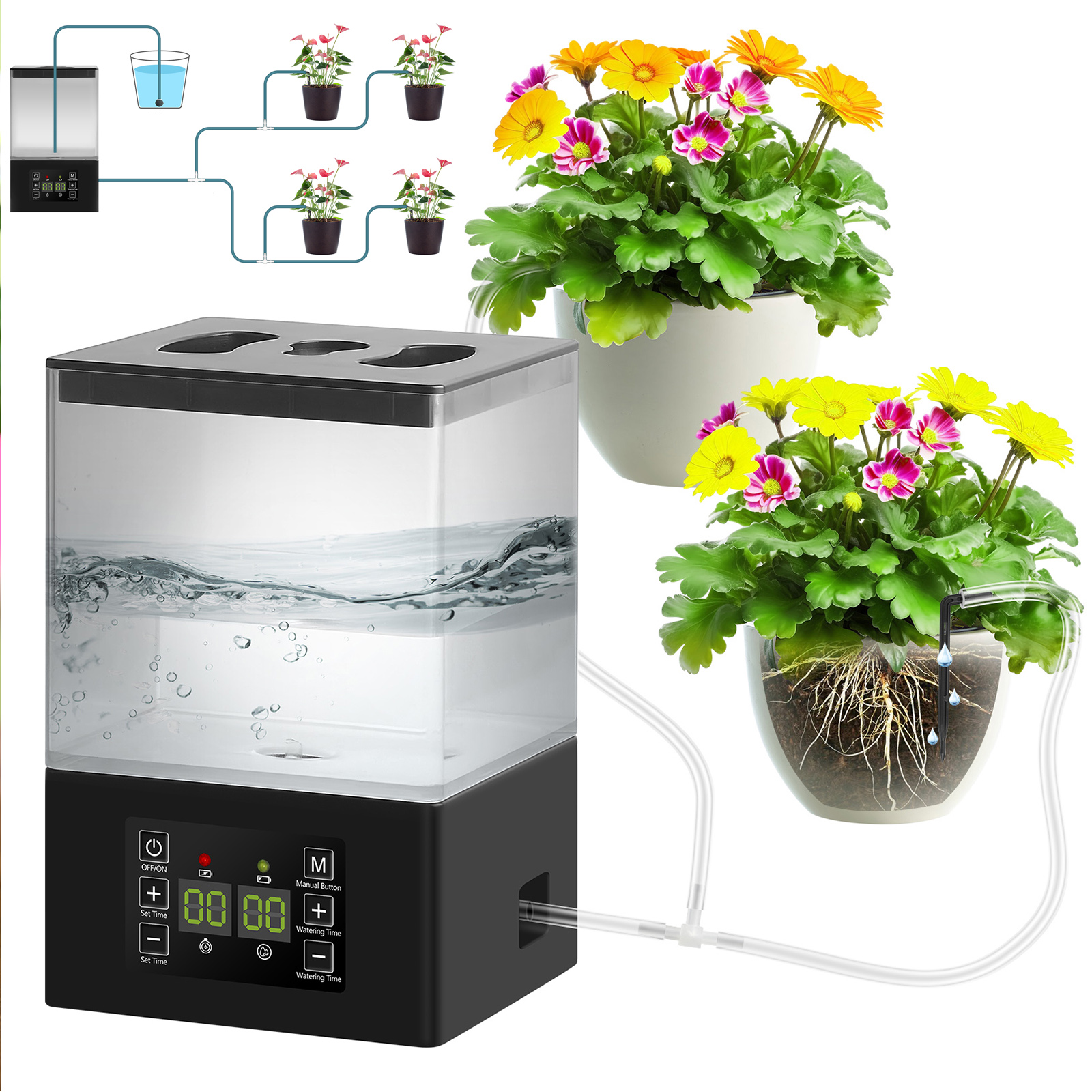 Topfpflanzen automatisches Bewässerungs system 1,3 l Tank Home Tropf bewässerungs anlage Bewässerung Auto Timer für Blumen Pflanze Gartengeräte