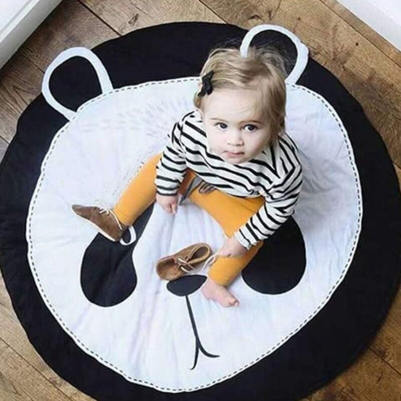 Tecknad panda bomull barn kryper matta barn spel runda pad baby rum dekoration matta