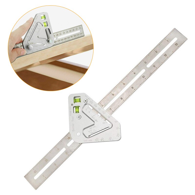 Regla Triangular multifuncional combinación de carpintería regla de ángulo cuadrado herramientas de marcado NJ88