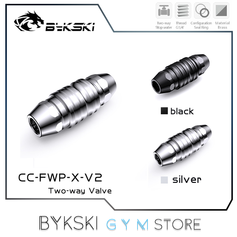 Bykski 2 Ways Quick Disconnected Water Stop Valve, Water Cooling Fast Cut-off Drain Valve Dual Channels, Pre, CC-FWP-X-V2