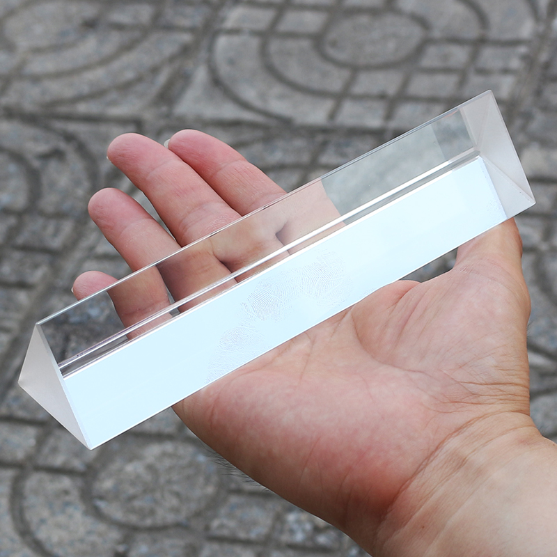 180x40mm Long Triangular Prism BK7 K9 Optical Glass Physics Teaching Refracted Light Spectrum Children with Box