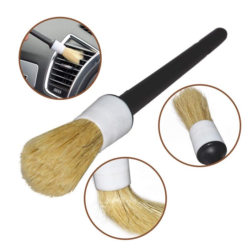 Auto Detailing Brush (Set Of 5),Hair Brush Mixed Fiber Plastic Handle Automotive Detail Brushes for Cleaning Wheels, Engine, Int