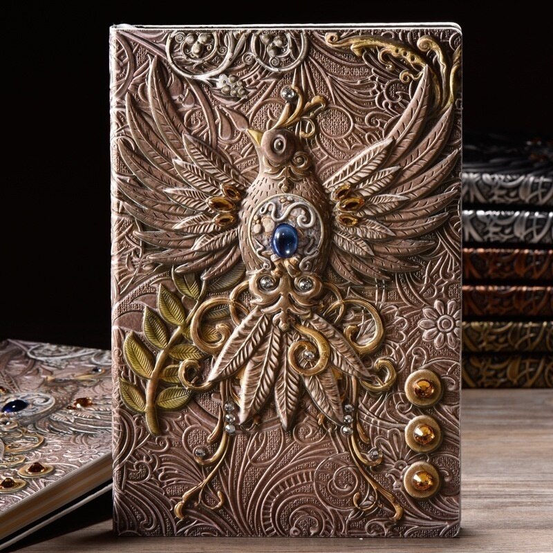 Vintage Embossed Leather Printing Travel Diary Notebook Travel Journal A5-Note Book 1pcs: Multicolor