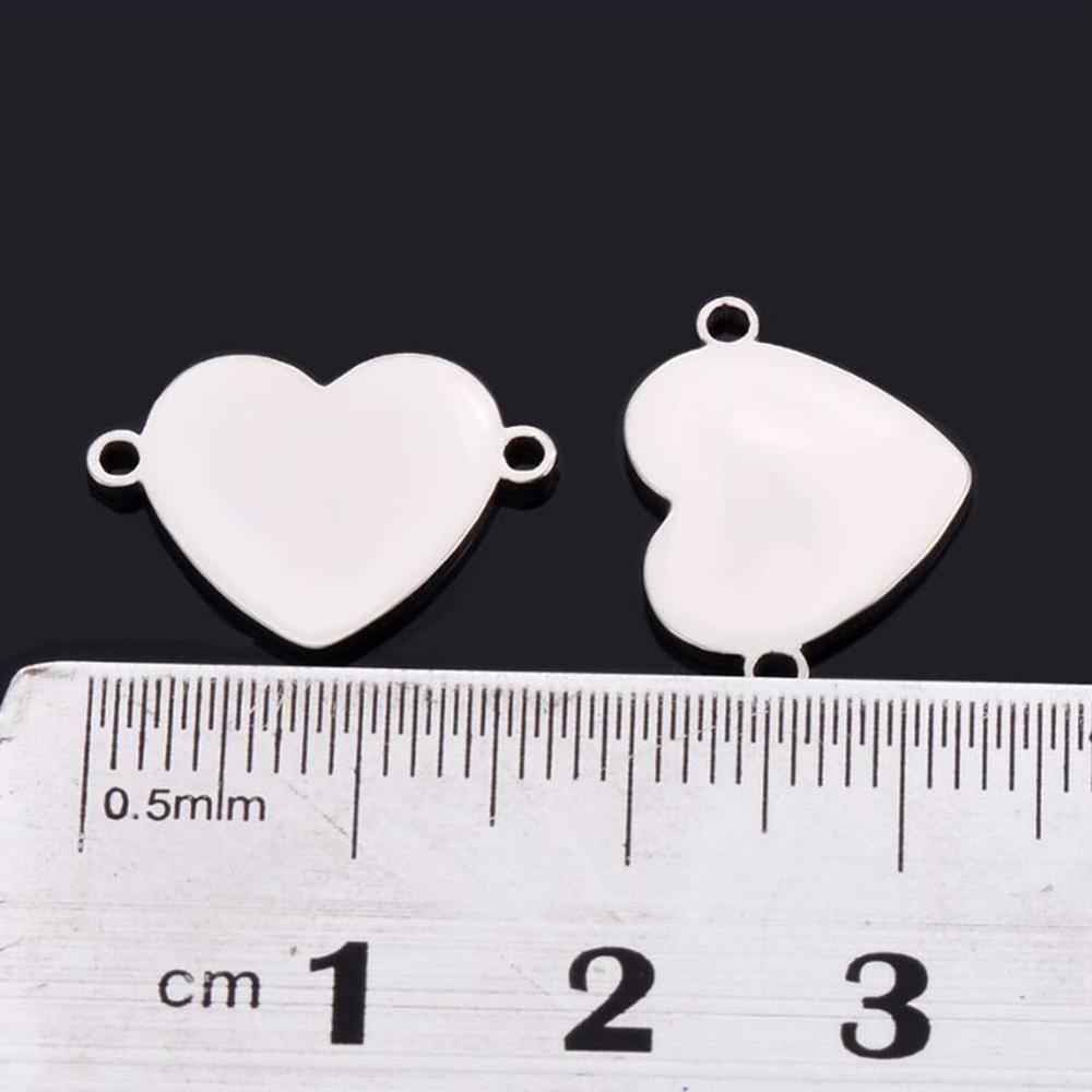 10pcs Stainless Steel Heart 2 Holes DIY Charm Bracelet Necklace Connector Charms DIY Jewelry Findings Bangle Connector Accessory