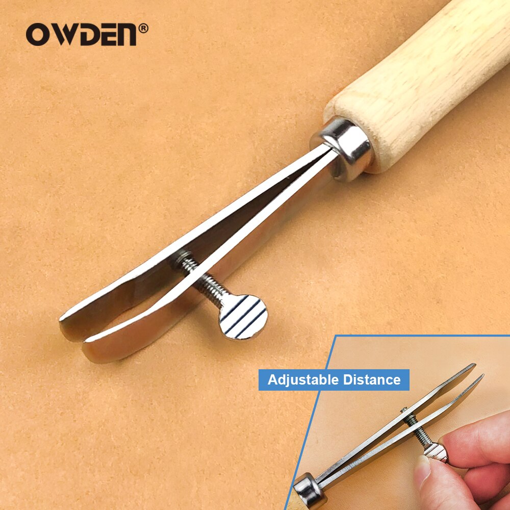OWDEN – Creaser de bord réglable en acier inoxydable pour le cuir, largeur maximale de 17mm, fait à la main