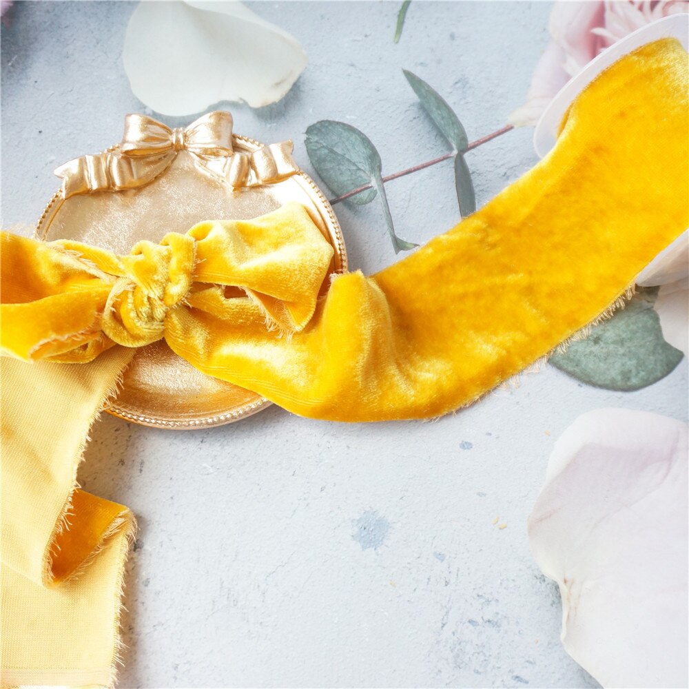 50mm Silk Velvet Ribbon With Frayed Edged Ribbon For Wedding Ribbon packaging ribbon 100% silk ribbon soft ribbon: 002