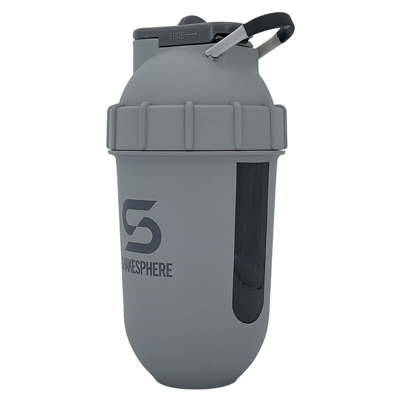 ShakeSphere Tumbler VIEW Protein Shaker Mixing Bottle with Side Window, 24oz Protein Shake Mixers Protein Blender Bottle: Matte Grey View