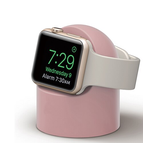 Station de charge de nuit en Silicone pour Apple Watch, pour Apple watch 6 5 4 3 2 SE iWatch 44mm 42mm 40mm 38mm, pour apple Watch: pink