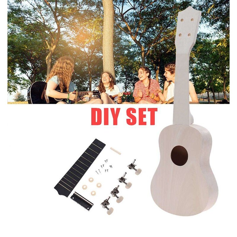 Ukelele de ensamblaje colorido DIY, guitarra pequeña, pintura hecha a mano, grafiti, actividades caseras para padres e hijos, 21&quot;