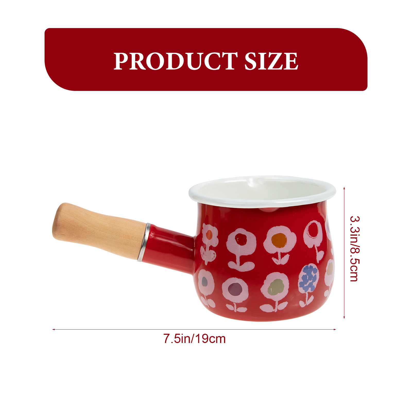 Wooden Handle Pot Household Enamel Pan Assisted Food Saucepan