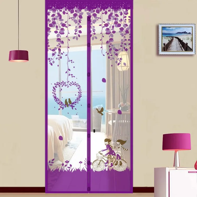 Magnetic Door Screen Curtain Automatic Closing Mosquito Insect Proof Net with Powerful Magnets Home Decor for Summer Ventilation: W100cm*H210cm / Blue