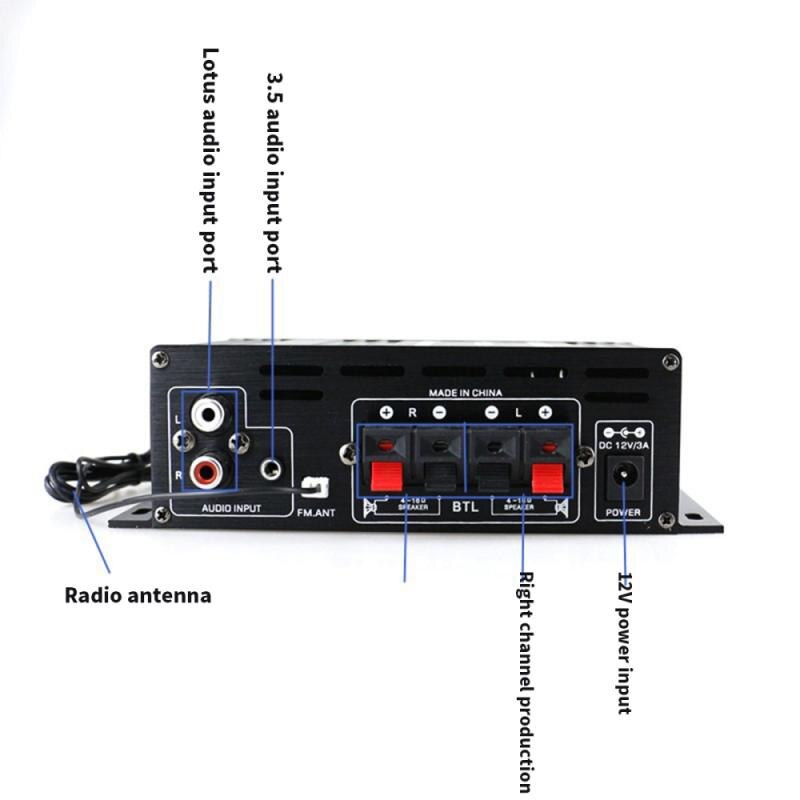 AK380 12V Mini Hifi Versterker Bluetooth Digitale Audio Stereo Audio Versterker Ondersteunt Fm Stereo Radio Sd-kaart U disk MP3