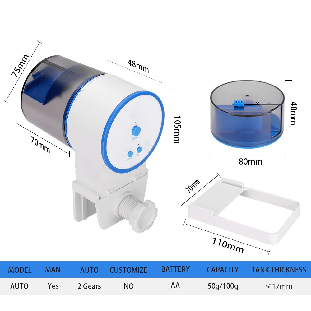 Automatic Fish Feeding With Intelligent Timing LCD Large Capacity Food Feeder For Aquarium Fish Tank Pet Feeding Dispenser: AUTO