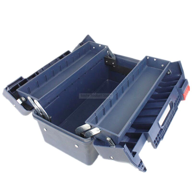 Hardware Toolbox Double layer Storage case Home Multi-function Car Repair Box Tool Container Case Large Plastic Tool Box: Default Title
