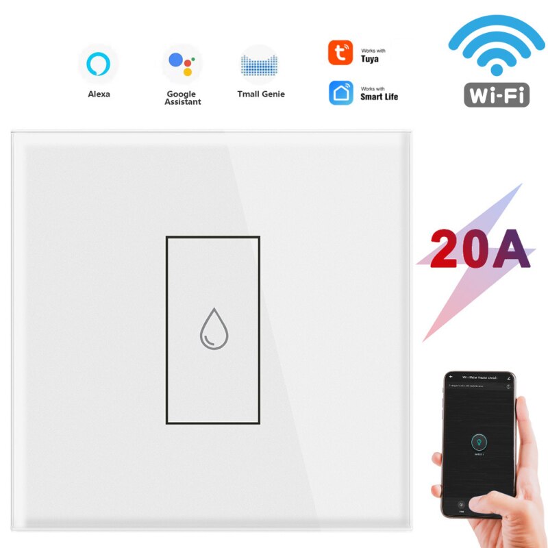 TUYA 20A Water Heater Switch Smart Wifi Touch Wall Switch Timing Remote Control Work With Google Switch Accessories