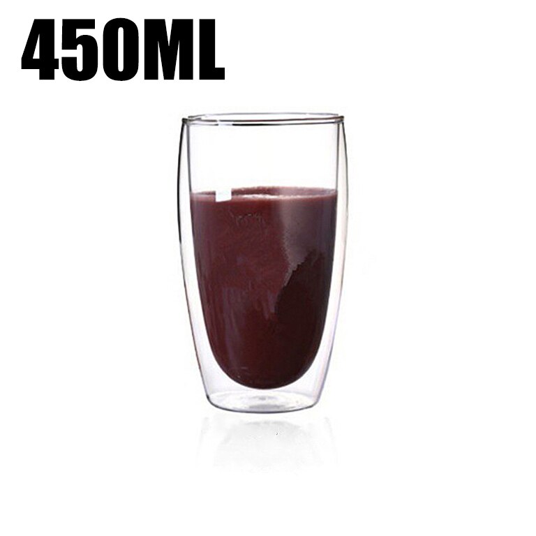 Transparent Glass Coffee Cup Milk Whiskey Tea Beer Double Heat Resistant Cocktail Vodka Wine Mug Drinkware Tumbler Cups: 450ml B