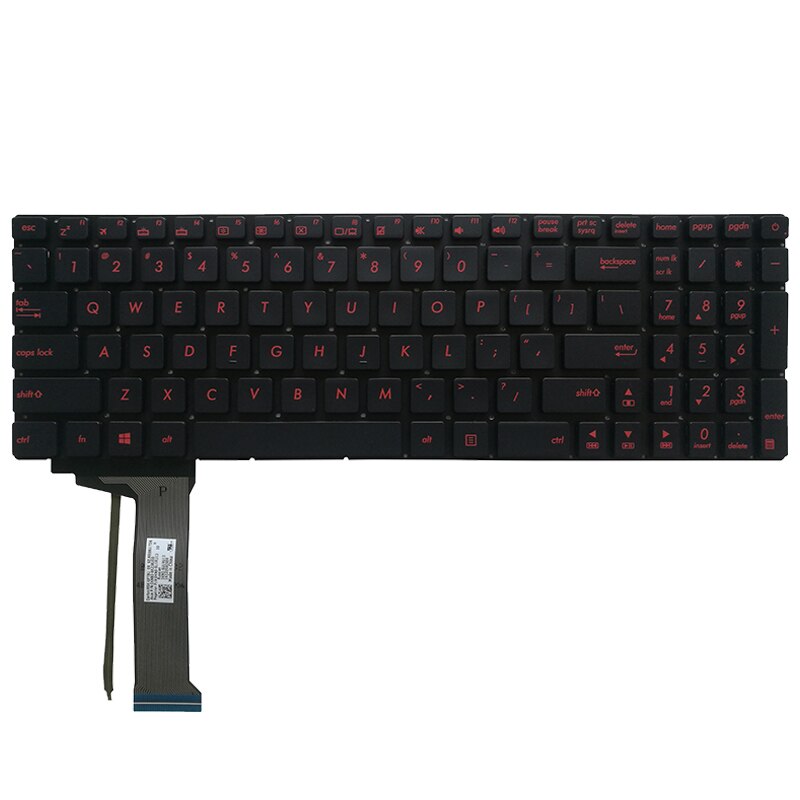 Clavier rétro-éclairé pour ordinateur portable, couleur rouge/argent, pour ASUS G551, G551J, G551JK, G551JM, G551JW, G551JX, G551VW