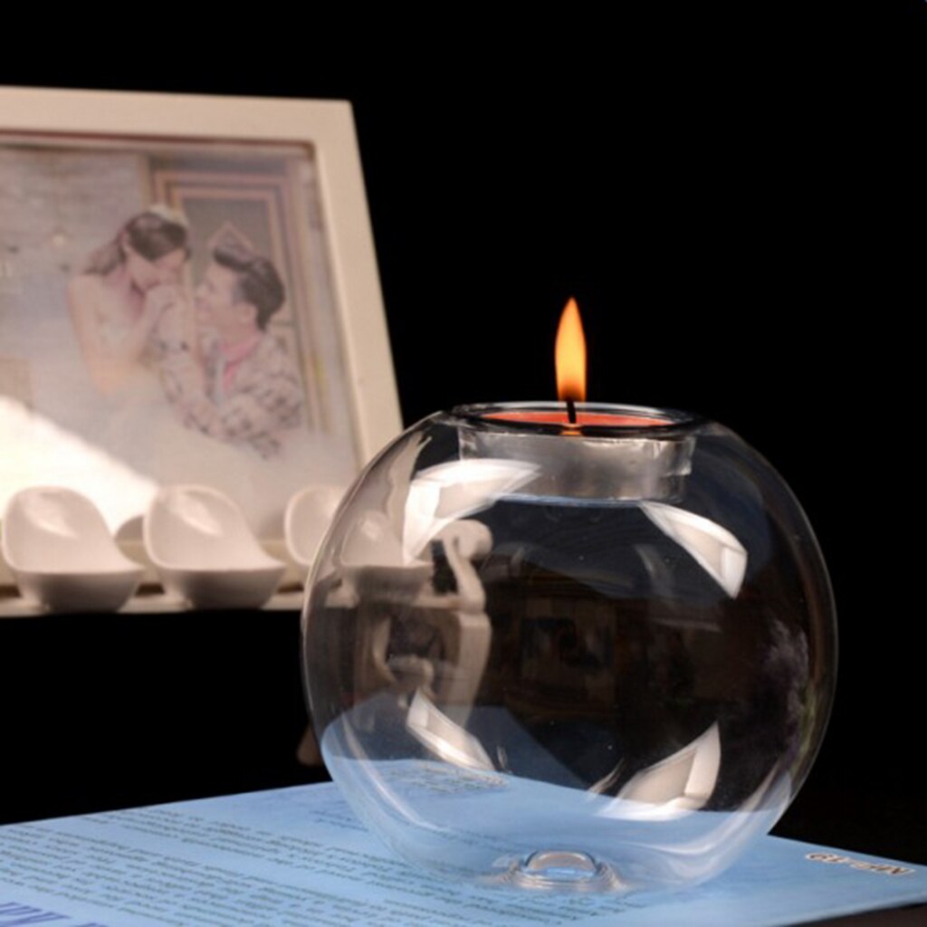 Termisk glass kule telysholder lysestake stativ for bryllup bordplate dekorasjon, dia .8cm/10cm/12cm