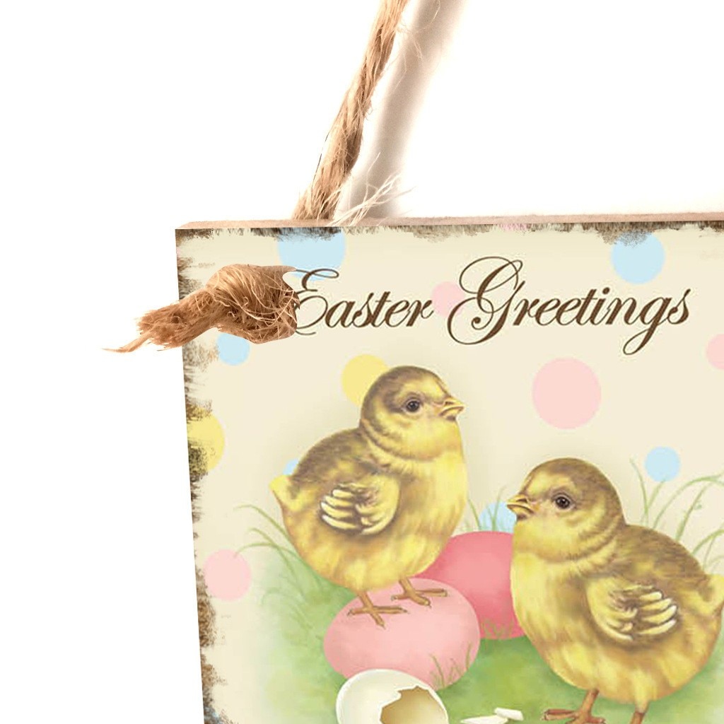 Happy Easter Welcome Decorative plaque Wooden Easter Sign Hanging Plaques Chick Rabbit Pattern Board Wall Door Decor Sign F1216