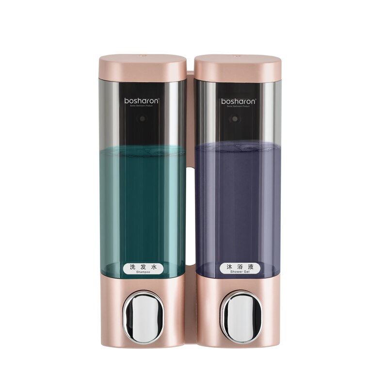 Triple Soap Dispenser Wall Mount Shampoo Dispensers Detergent Shower Gel Bottle Gold 300ml Plastic Bathroom Accessories For Home: Rose Gold Double