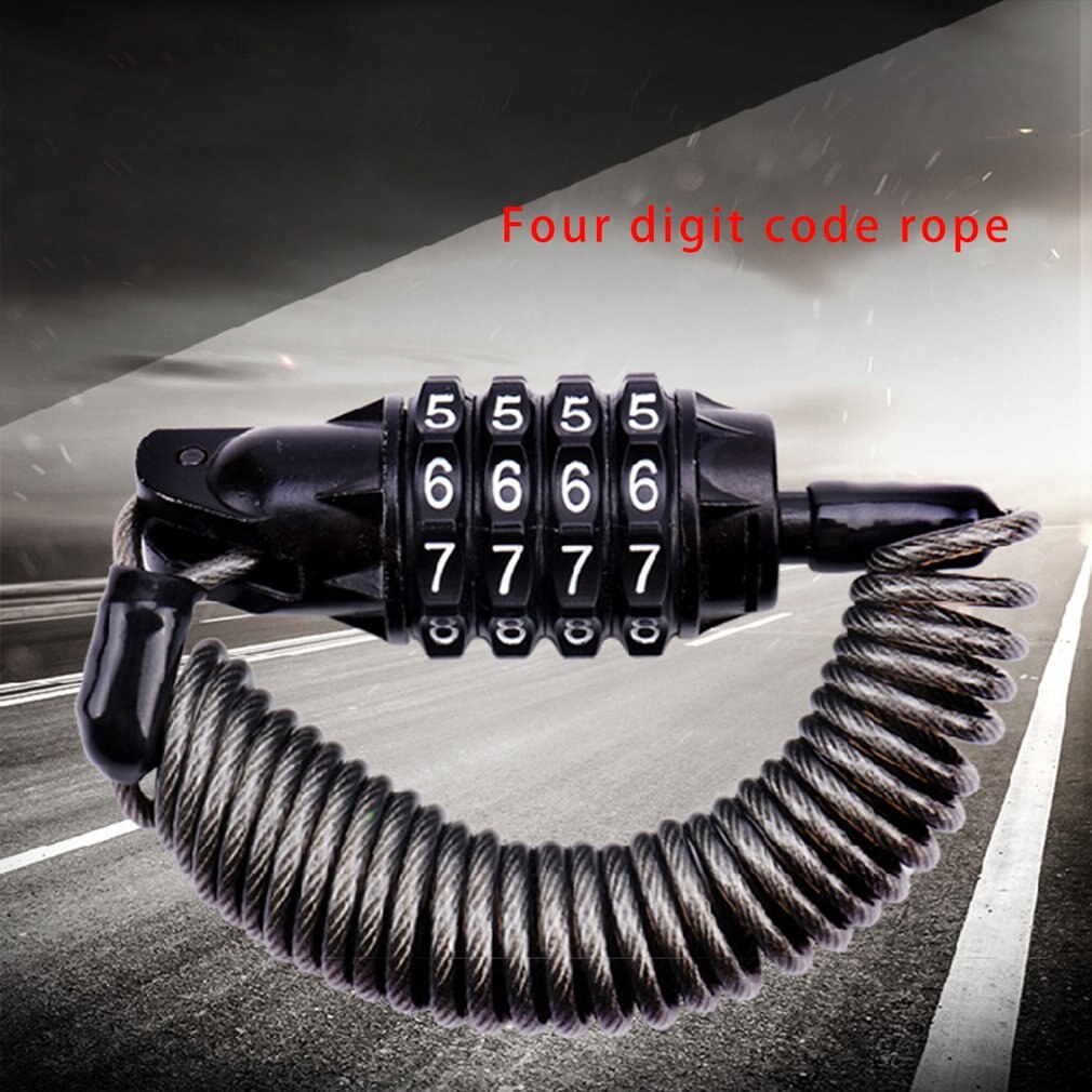 Mini Spring Anti-theft Bicycle Code Lock 4 Digits Combination Password Bike Lock Spring Disc Cable Wire Security Lock