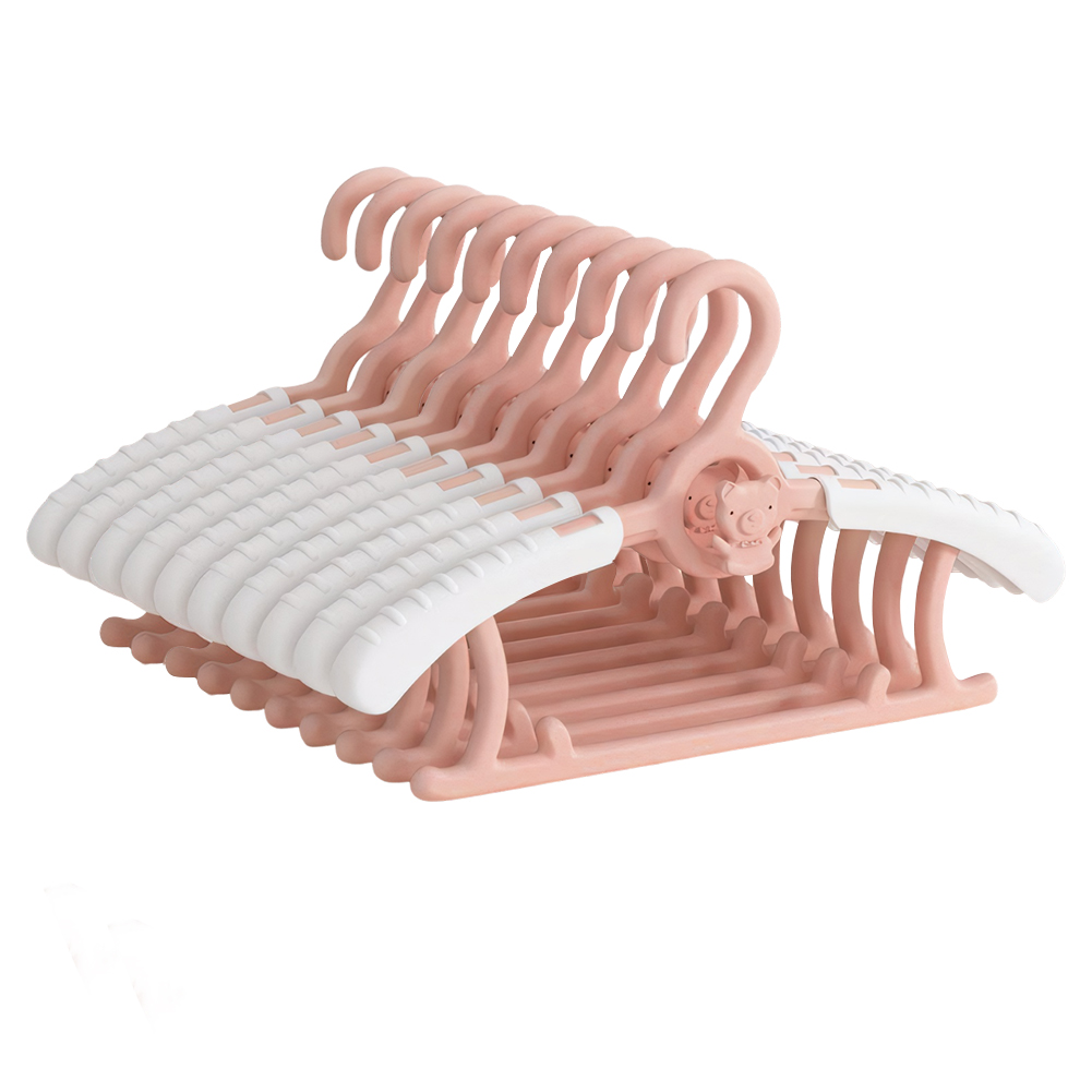 10Pcs Extendable Baby Nursery Closet Hanger Space Saving Kids Clothes Hanger for Girl Boy Toddler Kids: Pink