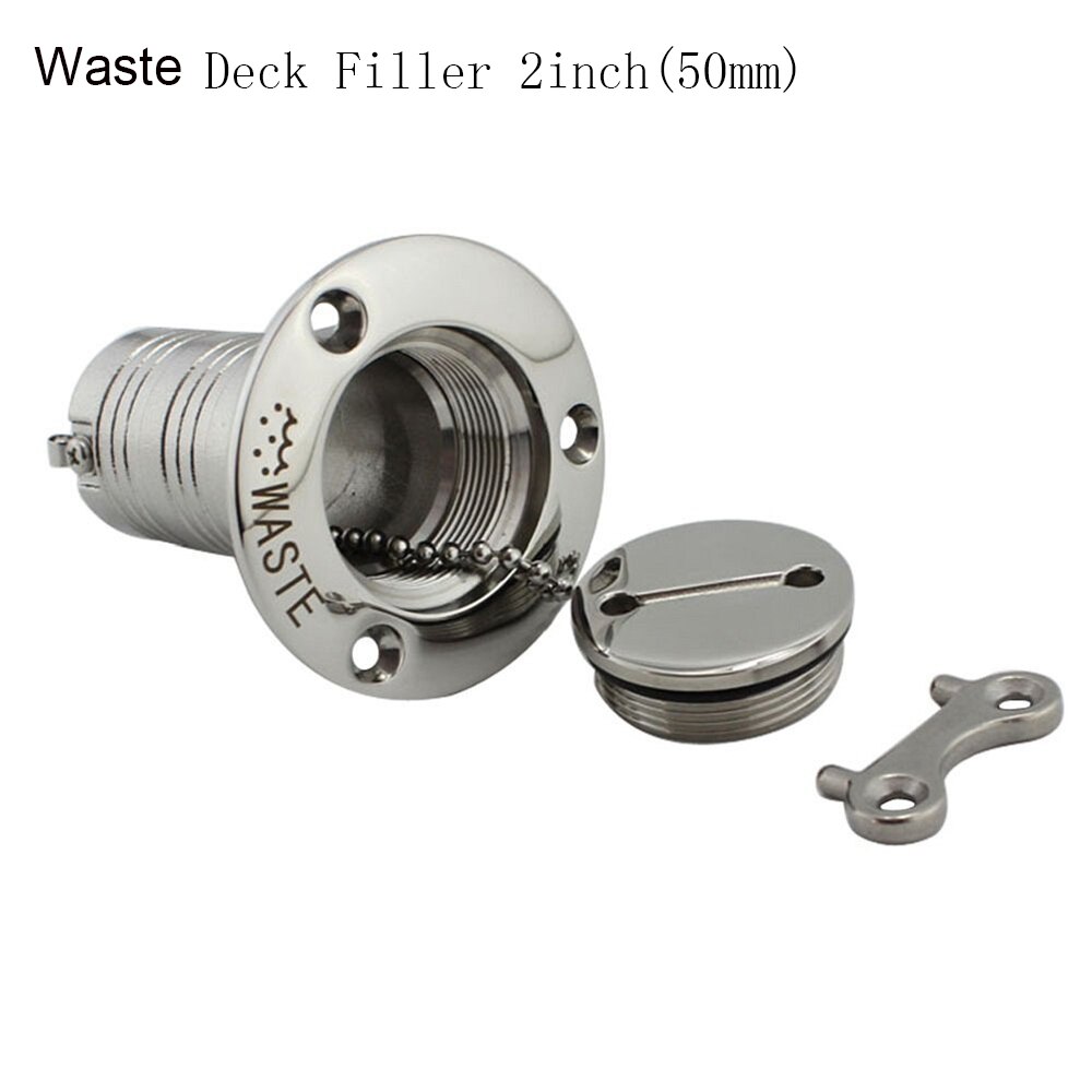 2 Inch Boot Dek Filler Rvs Water Afval Brandstof Gas Diesel Tank Dek Vullen Filler Poort Key Cap Boot accessoires: Waste Deck 50mm
