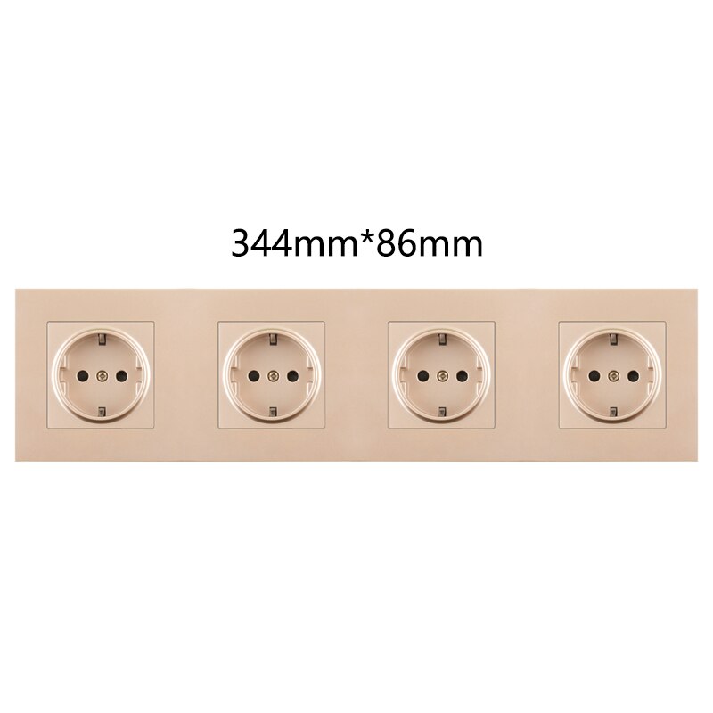 EU Europe Wall Power Socket Home Plug Socket Electrical Outlet Gold Plastic Double Triple Triple Quadruple 146Type Spain Russia: 344mm-86mm