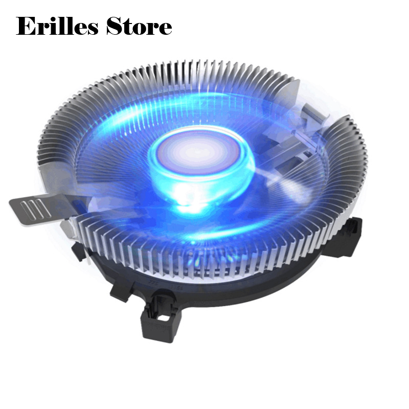 Heatsink CPU Cooler Cooling Radiator Fan support for LGA 775 1150 1155 1156 AMD or 1366 3 Pin Led Blue lamp CPU Cooler