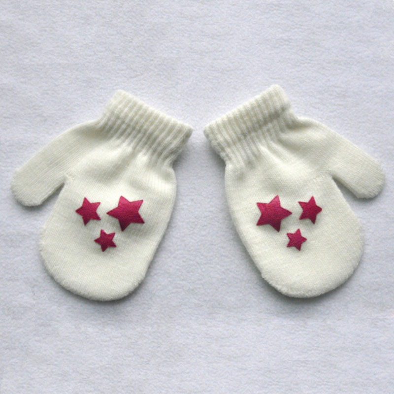 Leuke Mooie Causale Lente Herfst Winter Handschoenen Peuter Baby Meisjes Jongens Katoen Hart Star Print Warme Handschoenen 6 Stijl: White Star