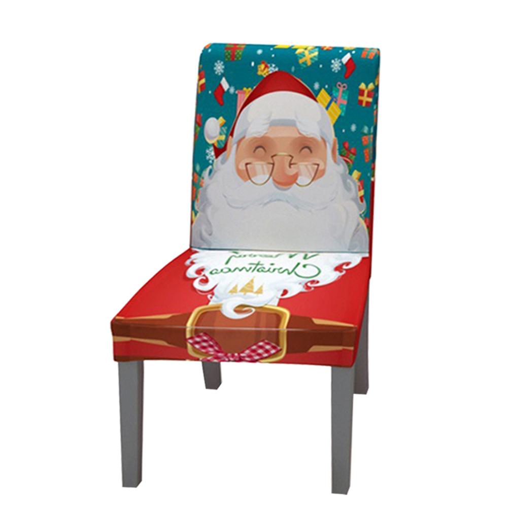Jaar Kerstversiering voor Thuis Kerst Stijl Digital Print Een stuk Stretch Stoel Cover Navidad Natal