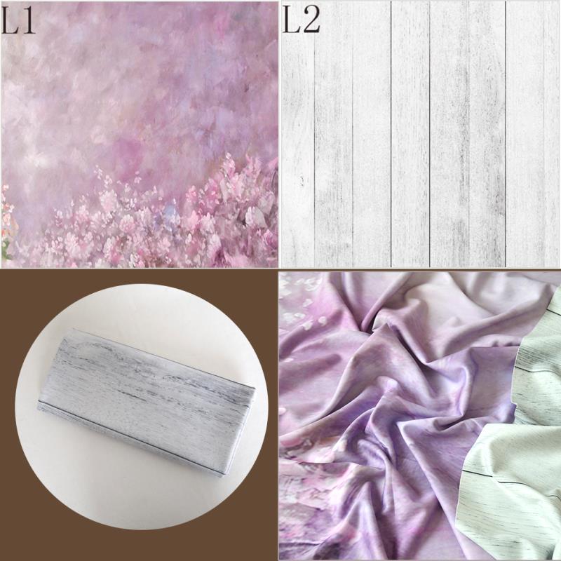 Double Side Wood Plank Floordrop Backdrop Newborn Photography Background Flower Field Flooring Fabric Baby Girl Photo Props: L1 L2