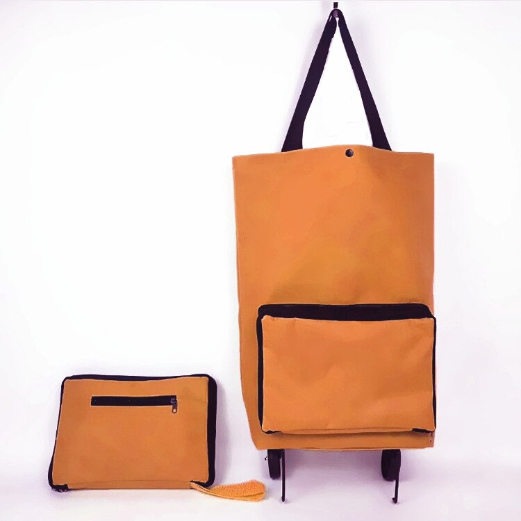 Sac de courses pliable, achat de cuisine, sac de rangement pour aliments, chariot à roulettes, sac de rangement pour légumes, sac Portable: Big Orange