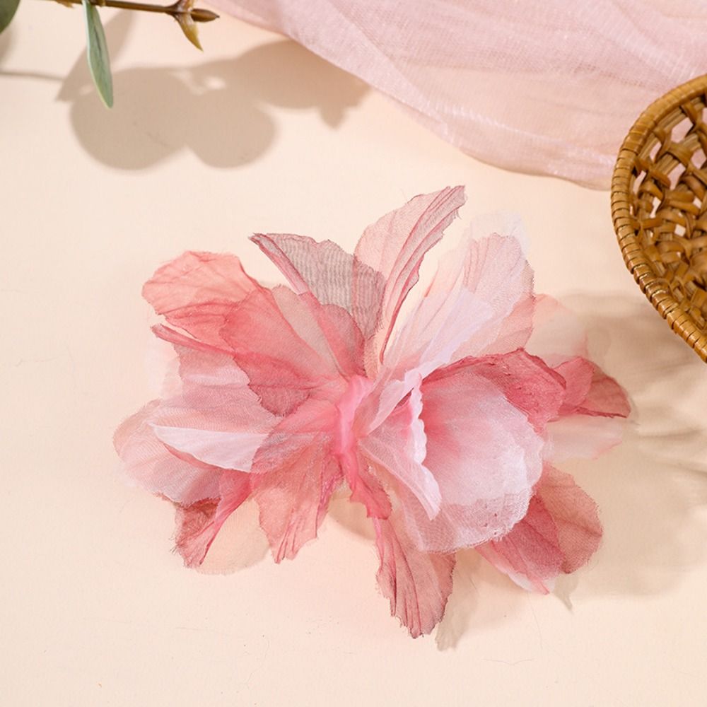 10 Stück künstliche Blumen, 3D-Organza-Blumenapplikationen, Blüzehn, DIY-Bastelarbeiten, Stoffapplikationen, mehrschichtige handgefertigte Stoffapplikationen, Kleiderdekoration: WEISS