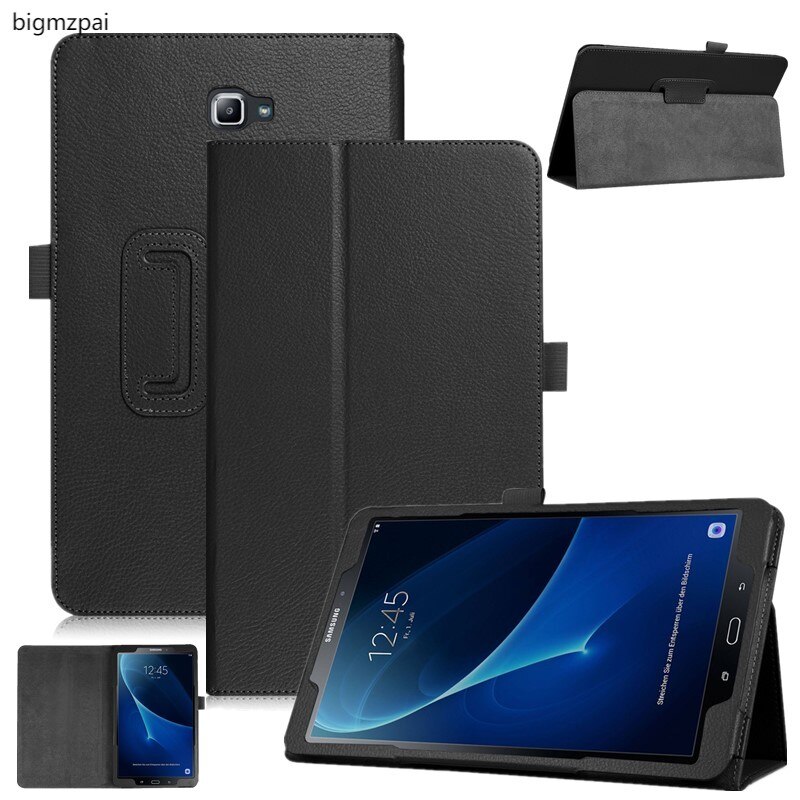 Etui na Tablet do Samsung Galaxy Tab A 10.1 2016 T580 T585 SM-T580 pokrywa Lichee styl skórzany składany stojak odwróć Tab A + film