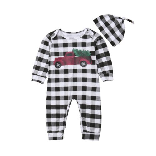 Leuke Pasgeboren Baby Baby Jongens Meisjes Lange Mouwen Gecontroleerd Katoen Plaid Romper Jumpsuit Outfits Kleding Herfst Cap Toevallige