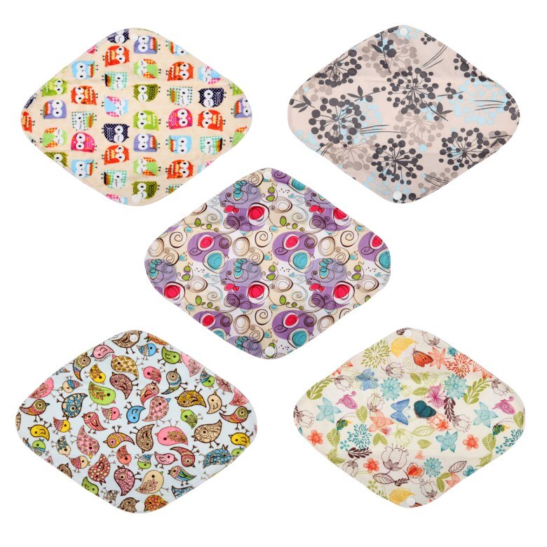 [sigzagor] 5 grote zware bamboe houtskool mama stoffen maandverband maandverband herbruikbaar wasbaar 12in/30cm zware menstruatie ,36: W2