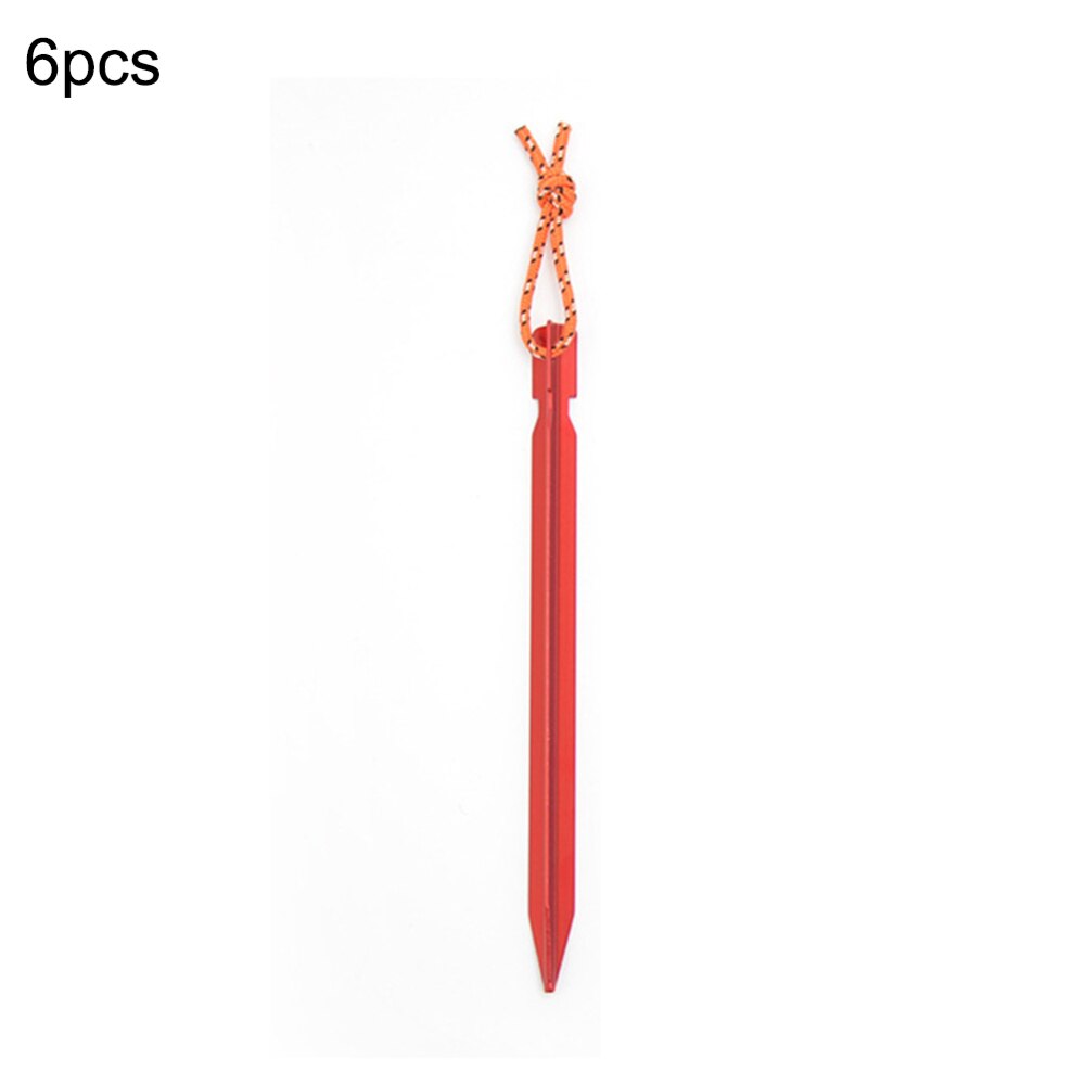 6PCS 23cm Tent Pegs Camping Hiking Equipment Outdoor Traveling Aluminum alloy Tent Accessories: Red