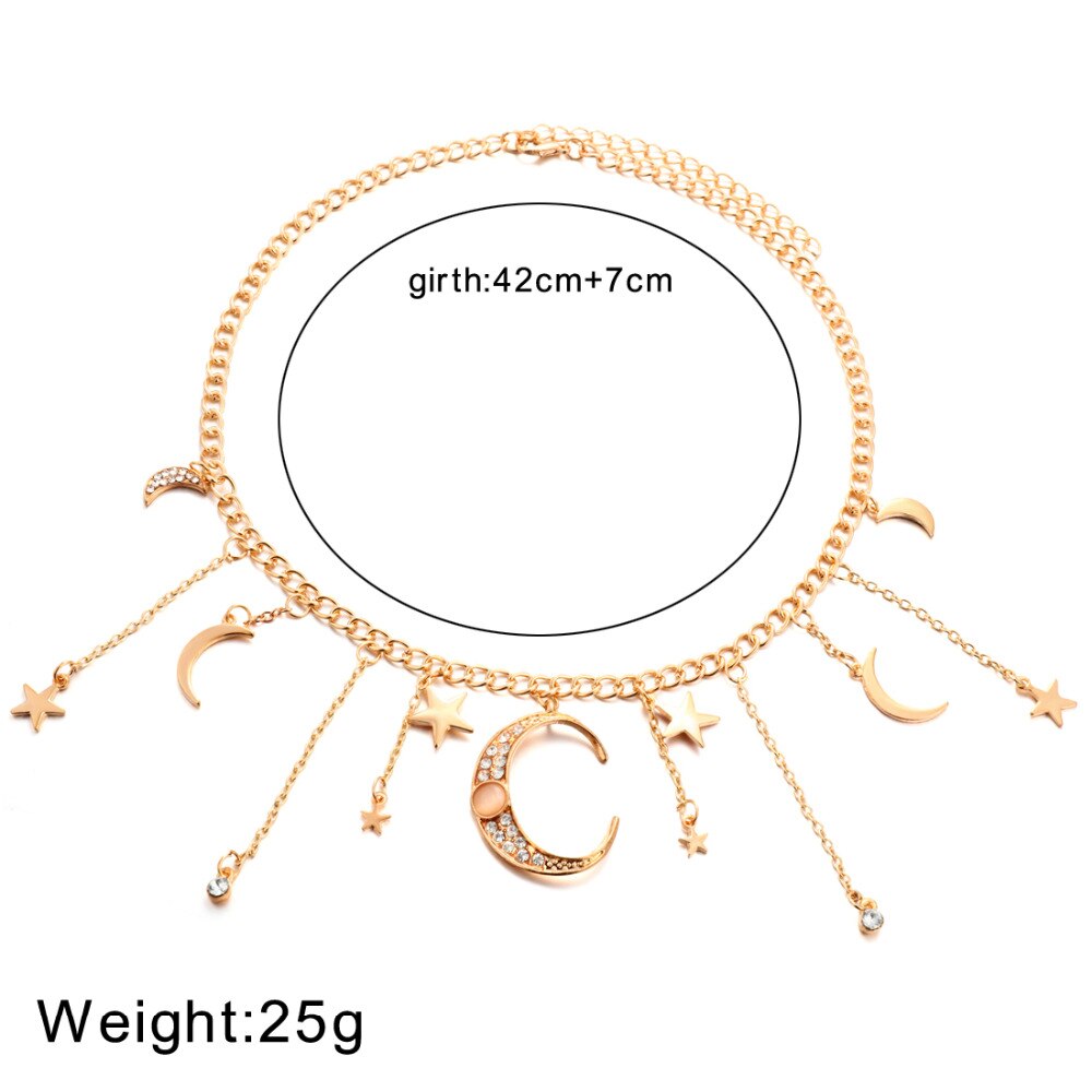Vrouwen Bling Zirconia Kerstcadeau Moon Star Charm Chocker Choker Statement Ketting Ketting