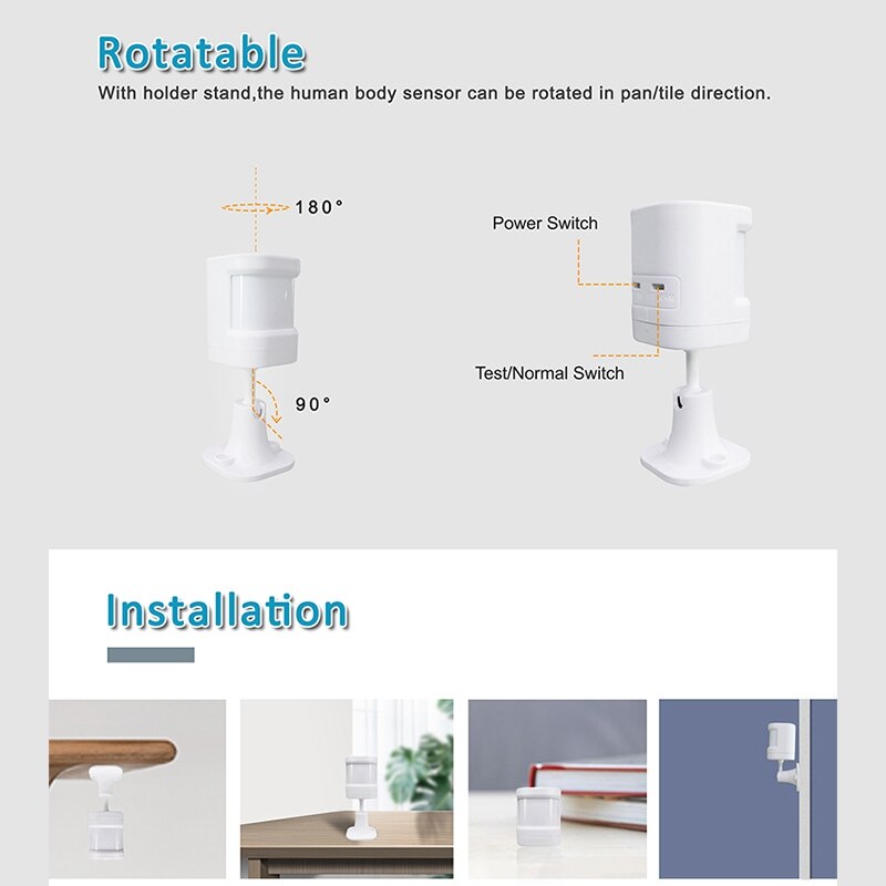 43hz Wireless Human Body Sensor Smart Body Movement ligent PIR Motion Sensor for GSM / 3G / 4G Home Alarm System