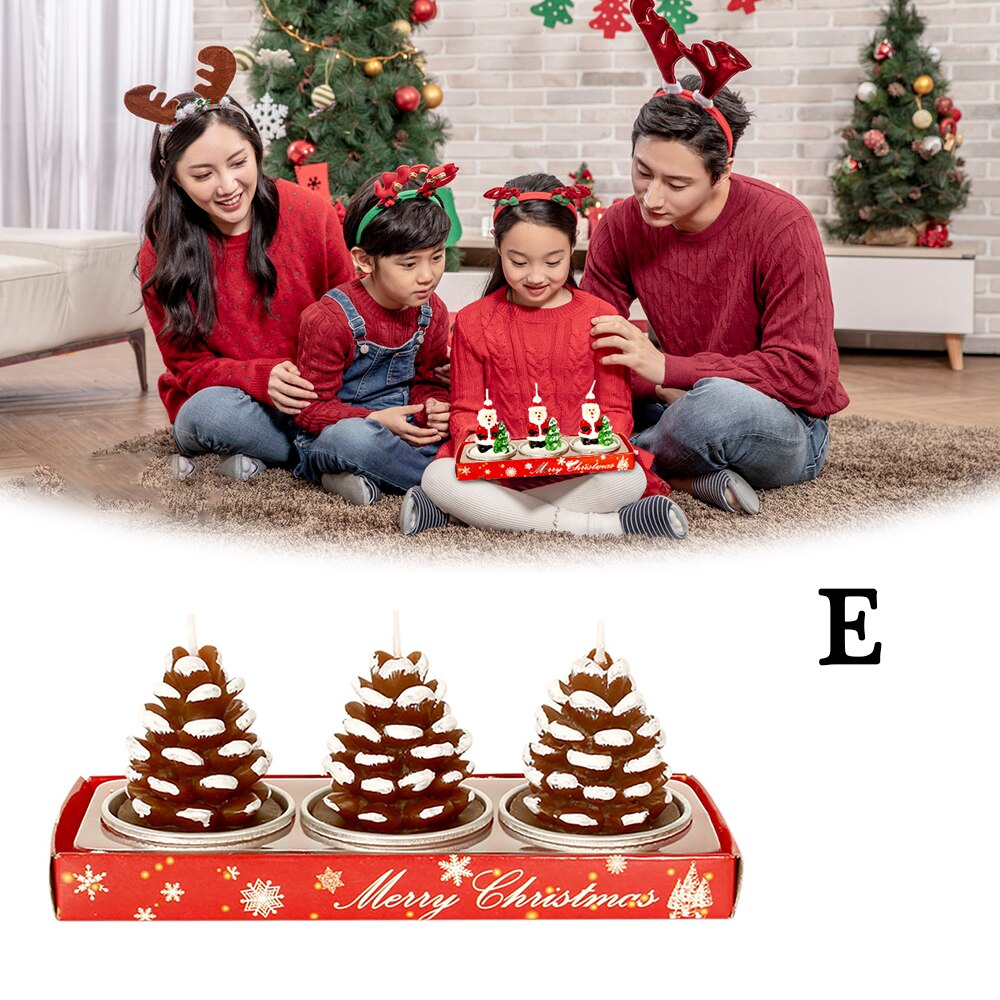 3pcs/Set Merry Christmas Candle Santa Claus Paraffin Candles Xmas Year Wedding Party Supplies Christmas Decorations For Home: E
